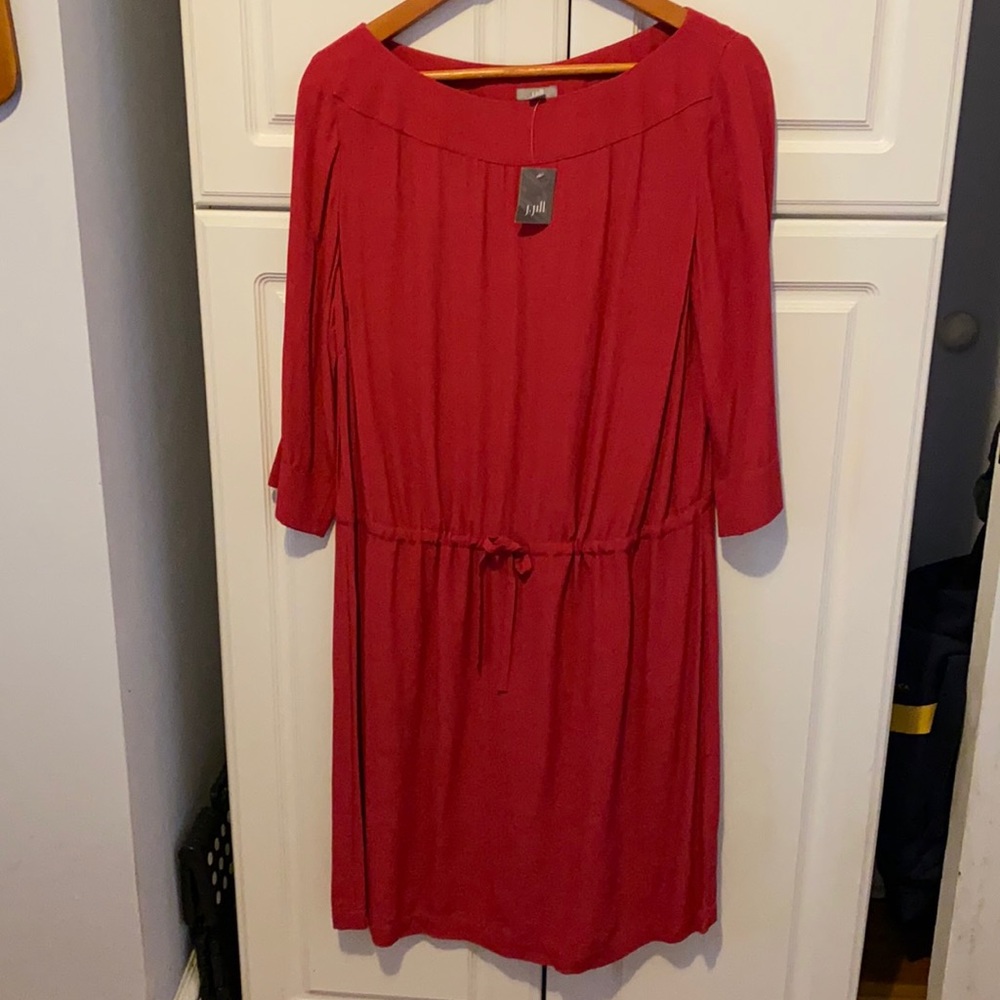 NWT J.Jill Size Petite Large Red Drawstring Dress
